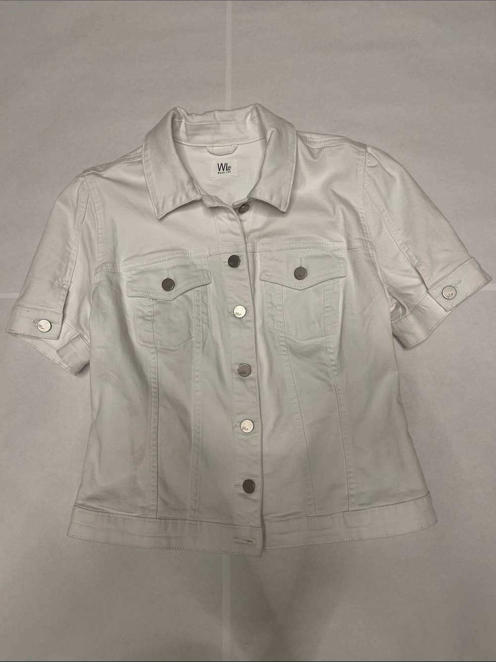 WASH LAB Bleached White Short Sleeve Jacket